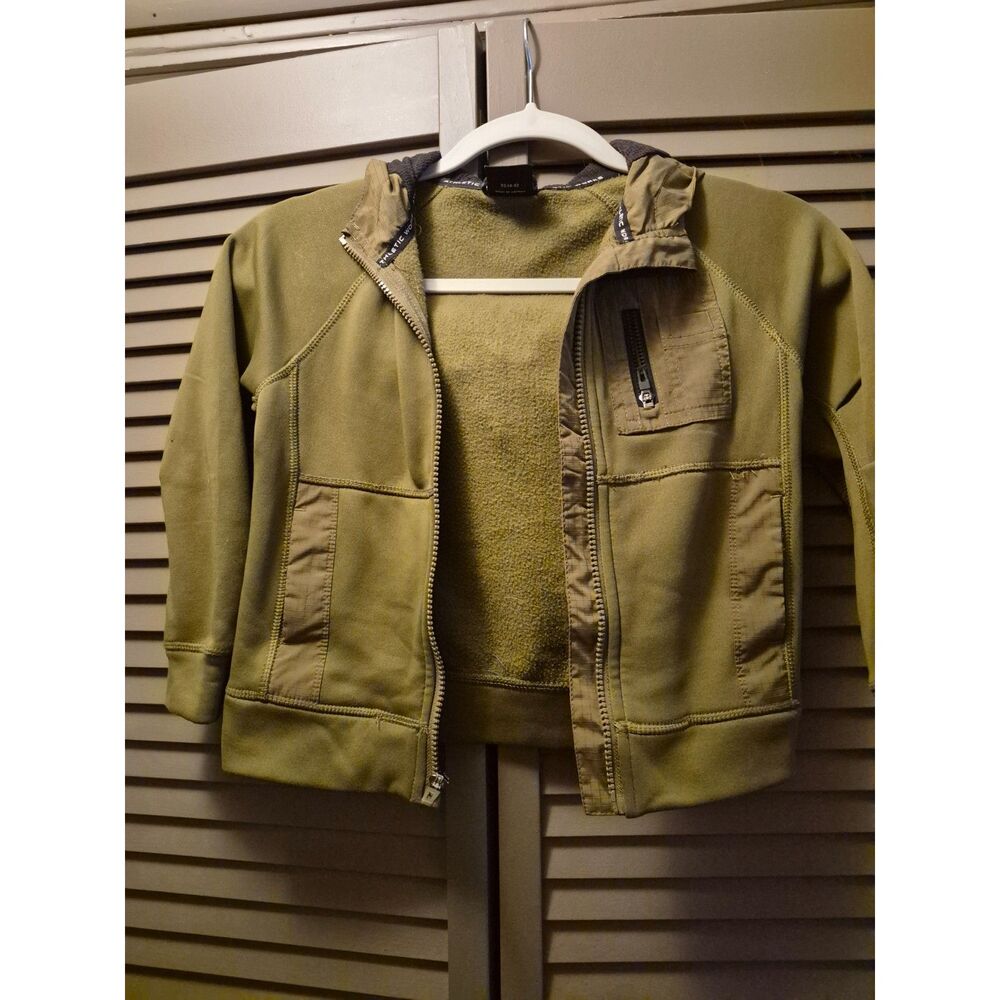 Athletic Works Boys XS 4-5 Olive Green DriWorks Full Zip Hooded Jacket